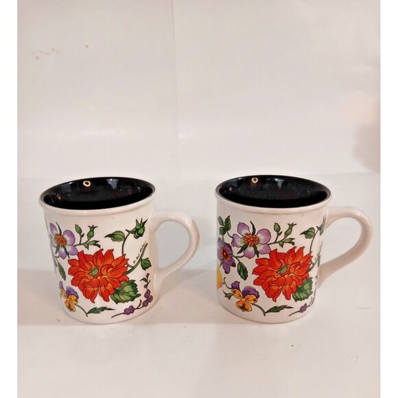 Creative Concepts Enchanted Garden Floral Mugs 1992 Signed - Picture 3 of 6
